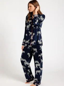 Chelsea Peers pyjama long en satin imprimé zèbre