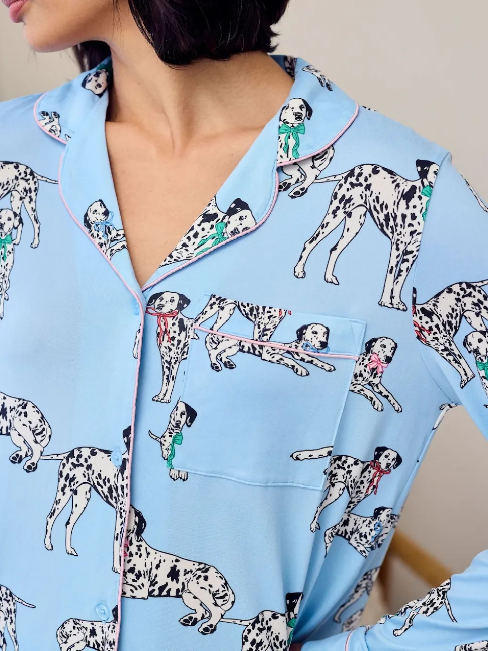 Chelsea Peers Pyjamas longs imprimé chiens dalmatien Ensemble