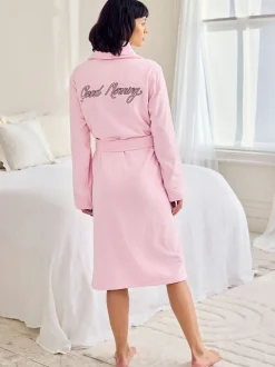 Chelsea Peers Robe de chambre en coton éponge brodée Good Morning