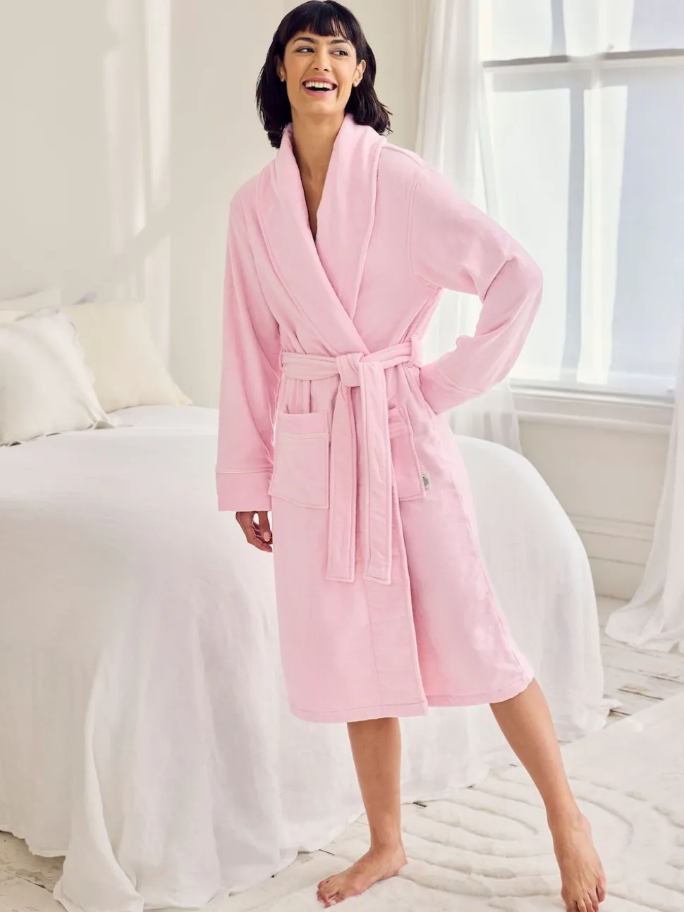Chelsea Peers Robe de chambre en coton éponge brodée Good Morning