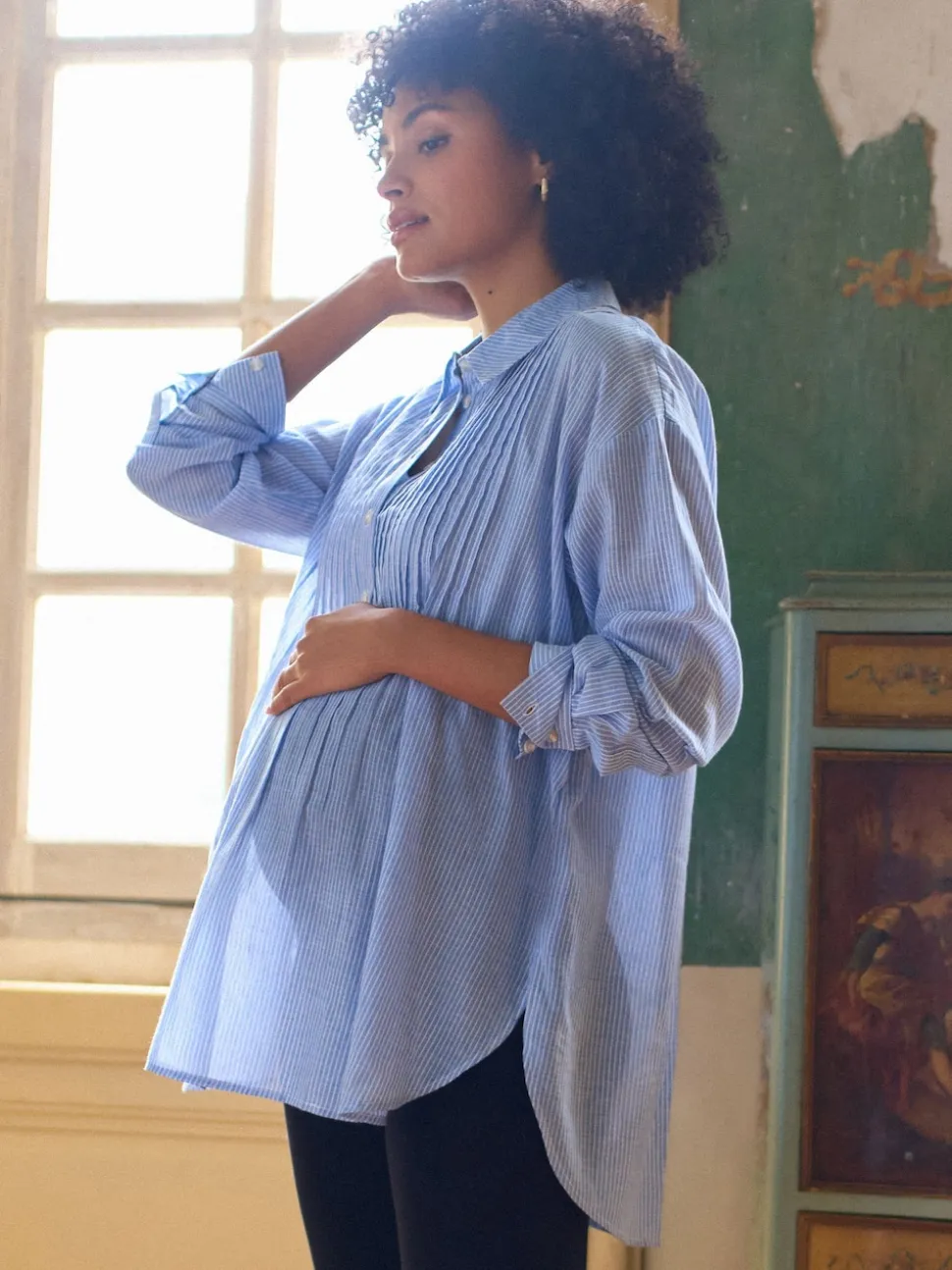 Chemise Grossesse Seraphine à plis nervurés