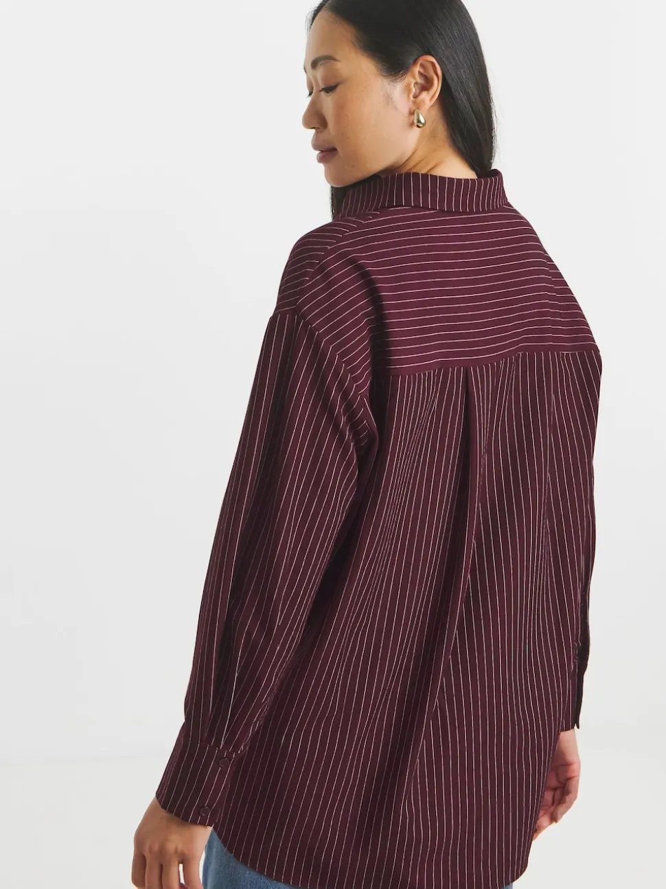 Chemise JD Williams à rayures en sergé oversize à manches longues