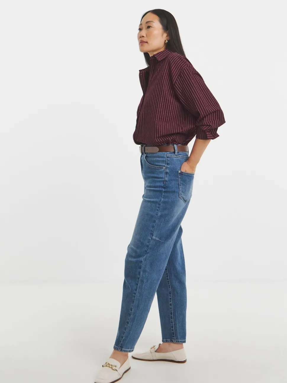 Chemise JD Williams à rayures en sergé oversize à manches longues