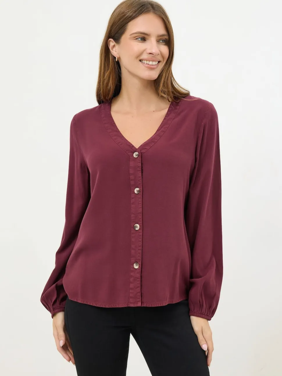 Chemise M&Co à manches longues délavée à l’acide