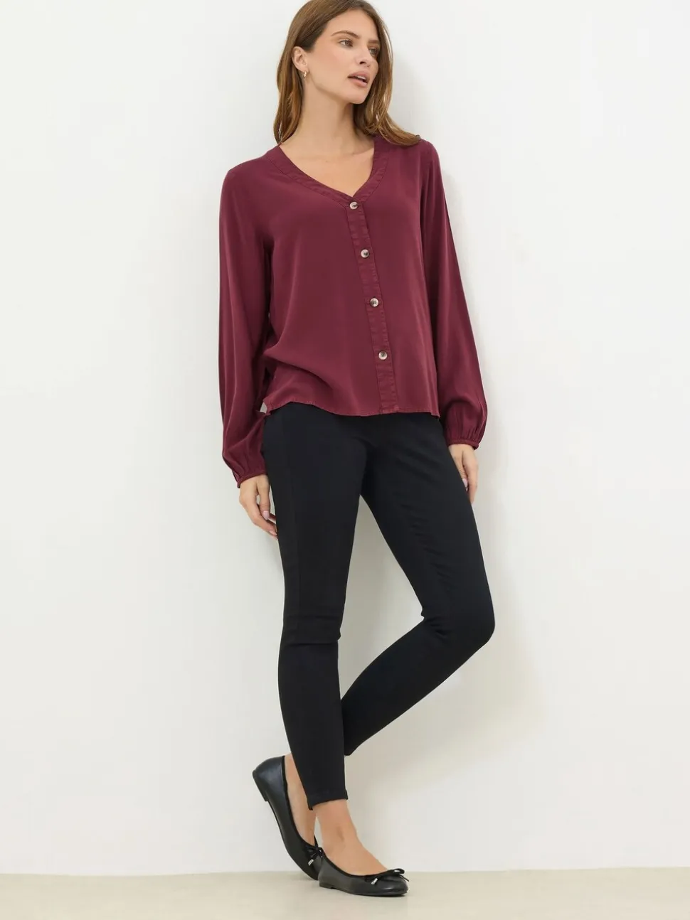 Chemise M&Co à manches longues délavée à l’acide