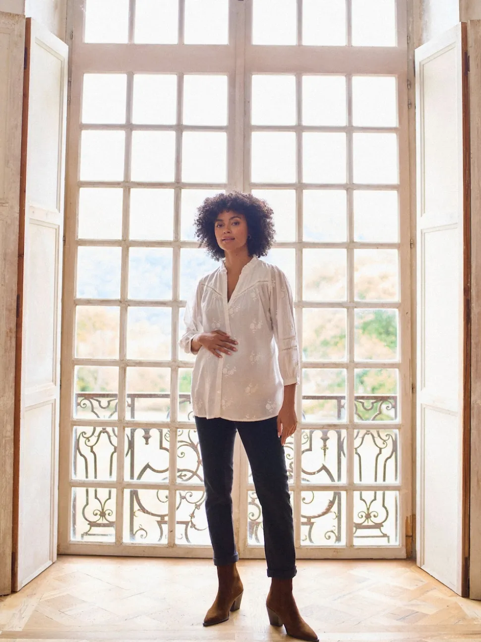 Chemisier brodé en coton Seraphine Grossesse et Allaitement