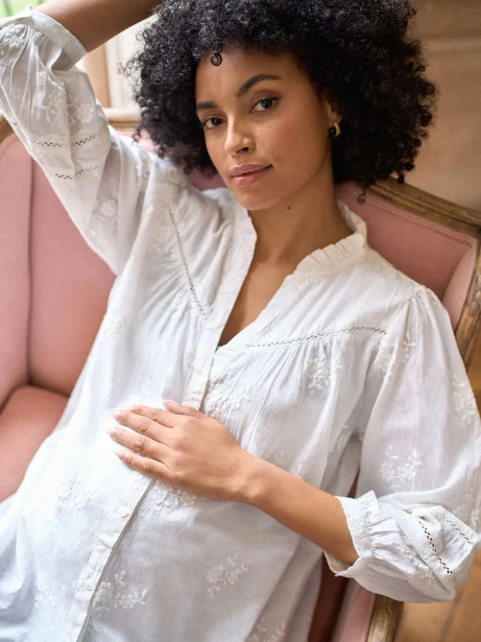 Chemisier brodé en coton Seraphine Grossesse et Allaitement
