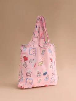 Chien en peluche rose - Cath Kidston mini sac shopper pliable