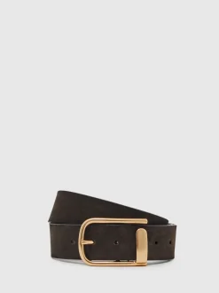 chocolat - Ceinture en cuir avec boucle à demi-passant Reiss Iyla
