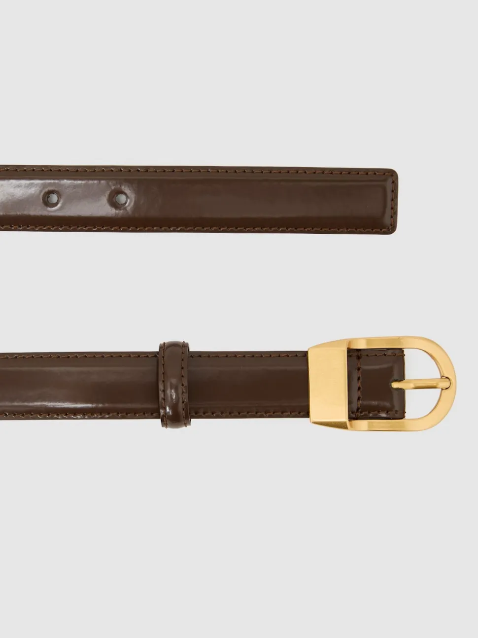 chocolat - Ceinture en cuir à boucle incurvée Reiss Hazel
