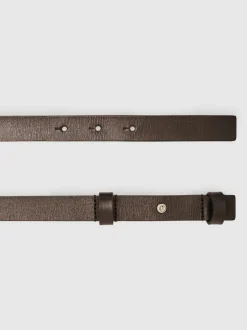 chocolat - Ceinture REISS Hayley en cuir à charnières carrées