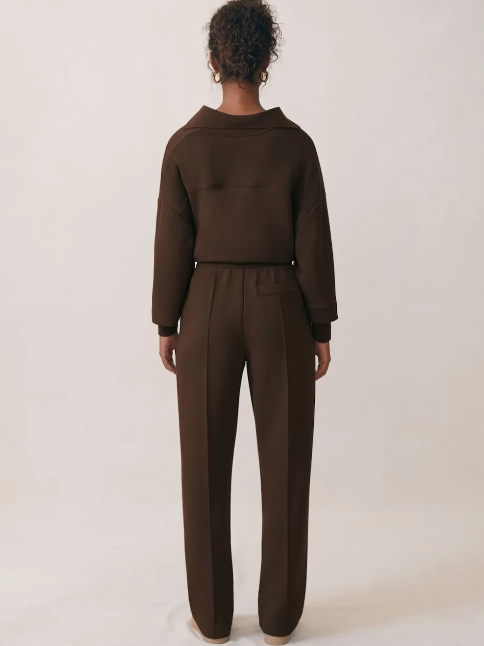 chocolat - Pantalons de jogging large en interlock haut de gamme Reiss Bernie