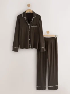 chocolat - Pyjama boutonné en modal de Laura Ashley
