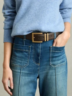 chocolat - Reiss Brompton Leather Square Buckle Ceintures