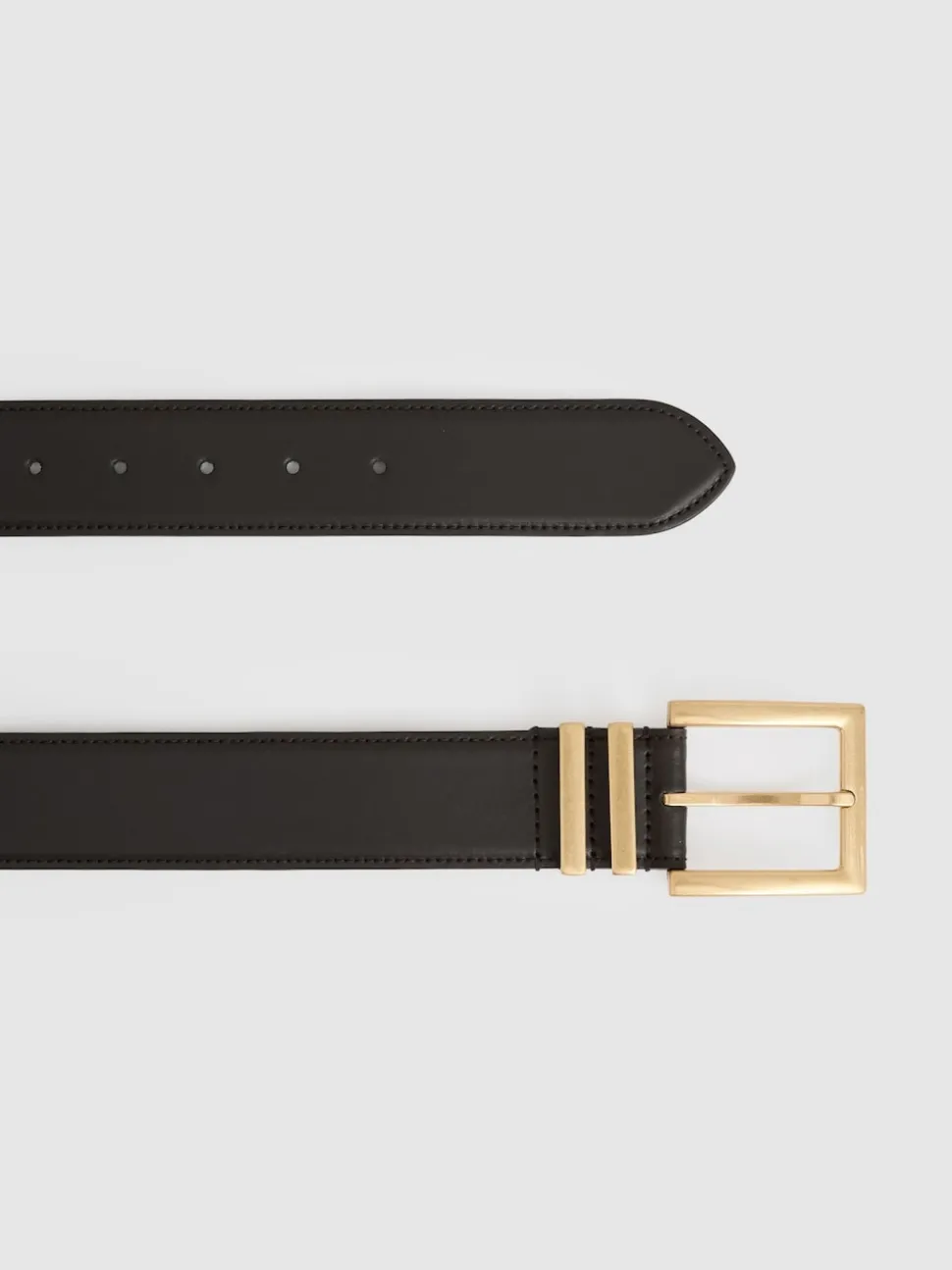 chocolat - Reiss Brompton Leather Square Buckle Ceintures