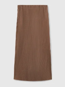 chocolat - Reiss Pippa Jersey plissé Mi-long Jupes