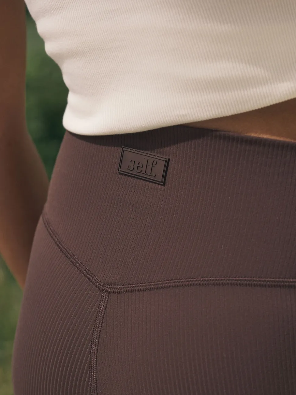 chocolat - Self Leggings larges côtelés