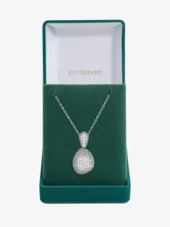 Coffret cadeau Jon Richard pendentif dôme en plaqué rhodium et zircone cubique