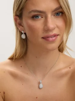 Coffret cadeau Jon Richard pendentif dôme en plaqué rhodium et zircone cubique