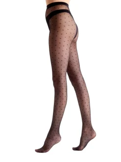 Collants Pretty Polly All Over Cœur Noir brillant 10 Denier 2 Lot