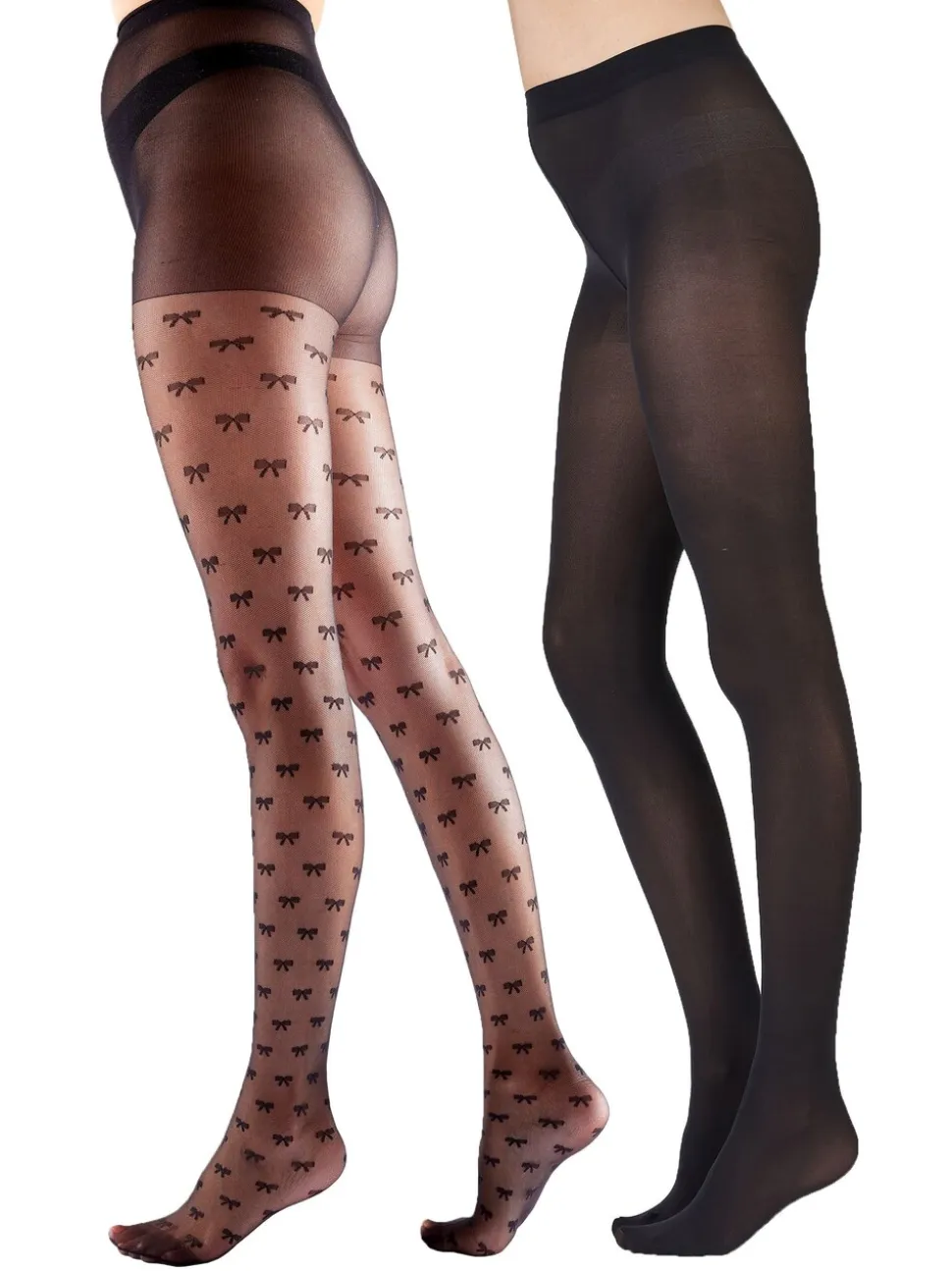 Collants Pretty Polly nœud & 40 denier opaques noirs Lot de 2 paires