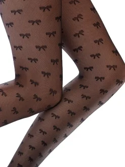 Collants Pretty Polly nœud & 40 denier opaques noirs Lot de 2 paires