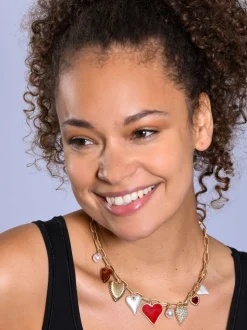 Collier Bibi Bijoux doré à cœurs mixtes
