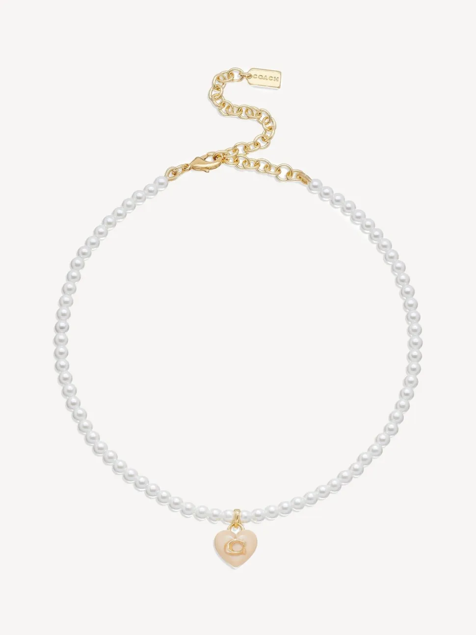 Collier choker COACH Signature en perles de cœur