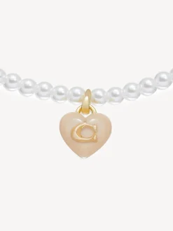 Collier choker COACH Signature en perles de cœur