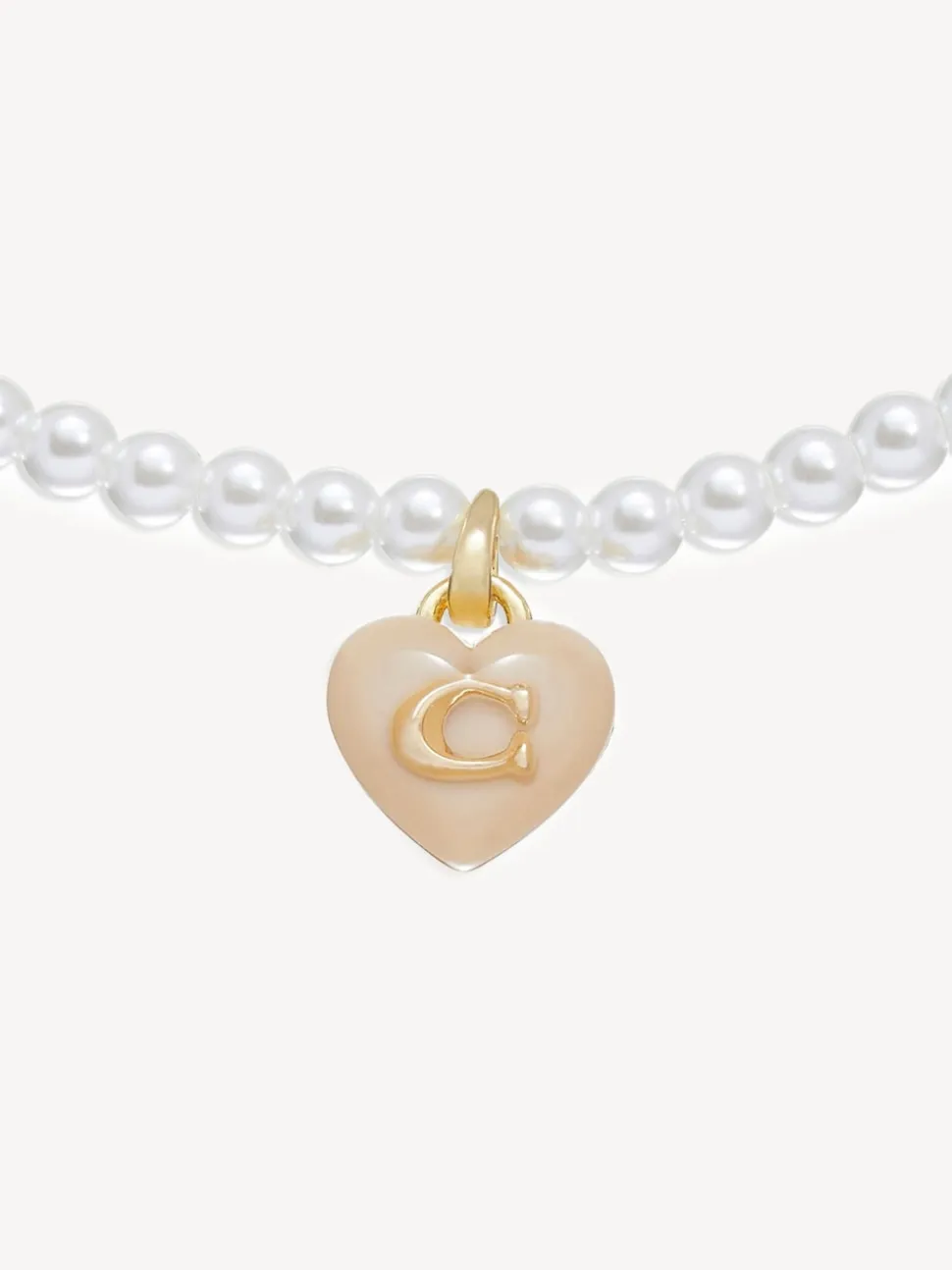 Collier choker COACH Signature en perles de cœur