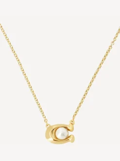 Collier COACH Tone Pearl Signature Pendentif