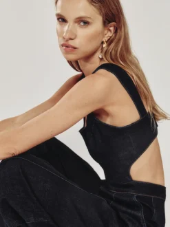 Combinaison ample en denim Reiss Dionna à découpes