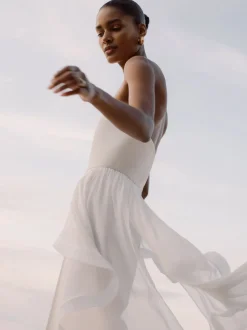 Combinaison bandeau Reiss Rhiannon à volants en soie ample