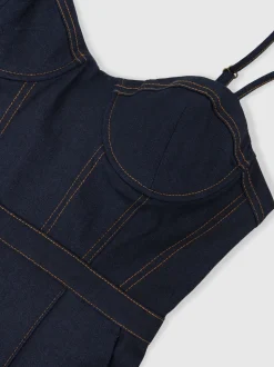 Combinaison bustier à jambe large Reiss Macey en Denim