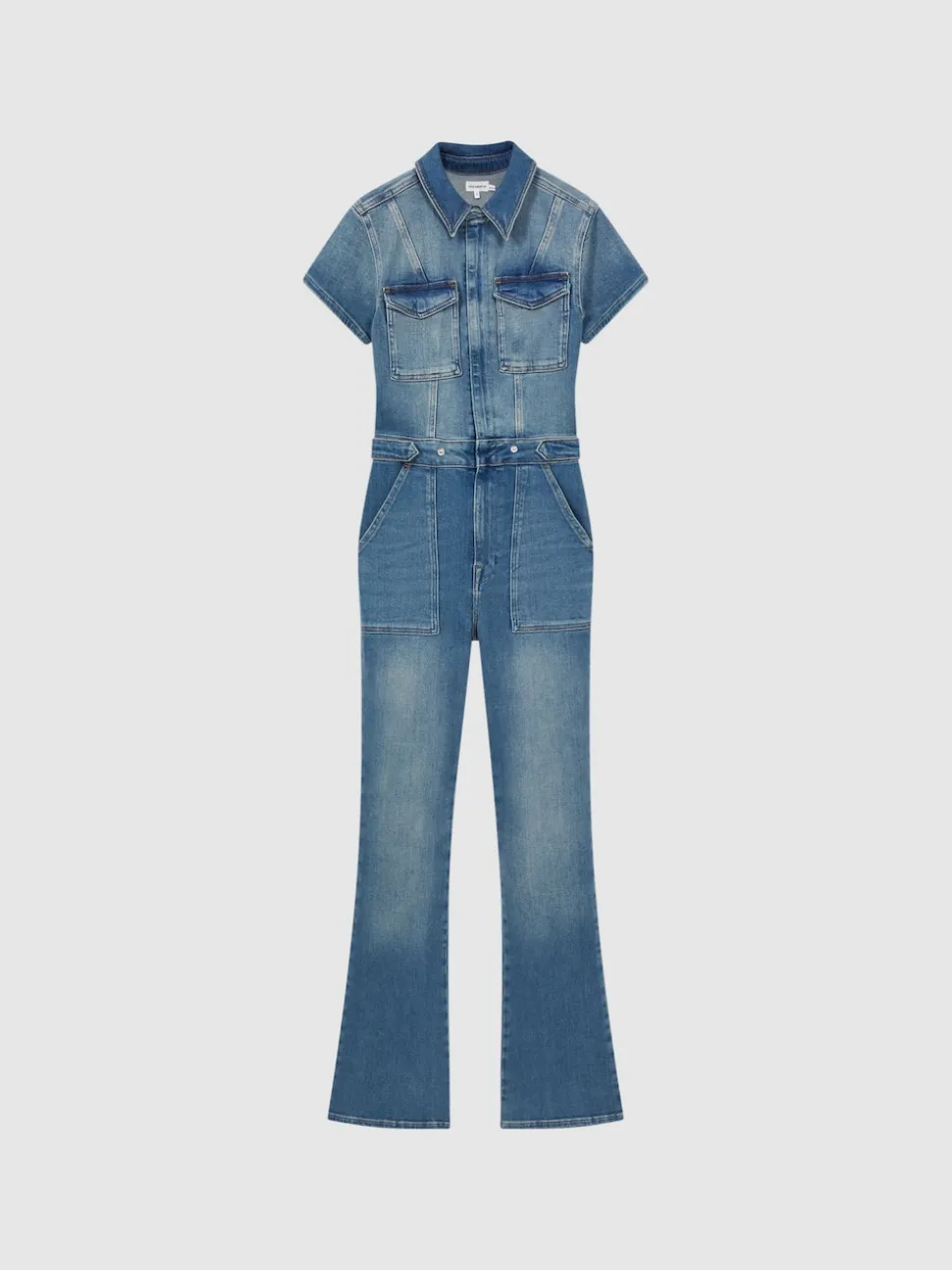 Combinaison en denim Good American évasée en bas