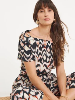 Combinaison JD Williams à effet froissé et à bretelles nouées