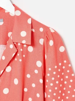 Combinaison Oliver Bonas en mélange de lin à imprimé pois et taille ceinturée