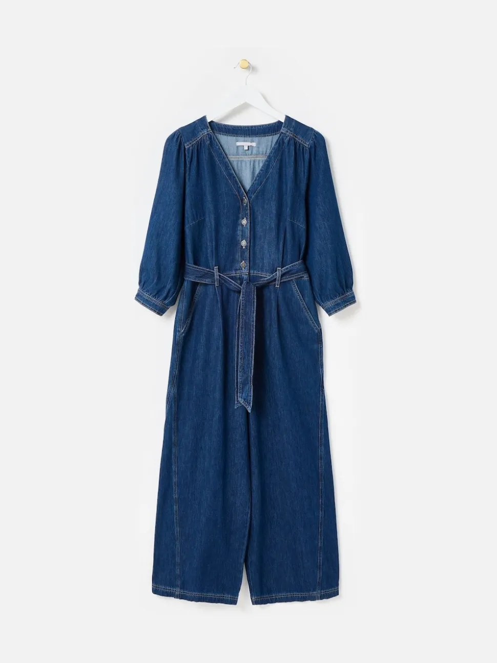 Combinaison Oliver Bonas en Denim à Col en V Ceinturée