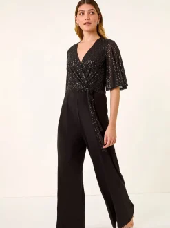Combinaison Roman extensible à manches évasées à sequin