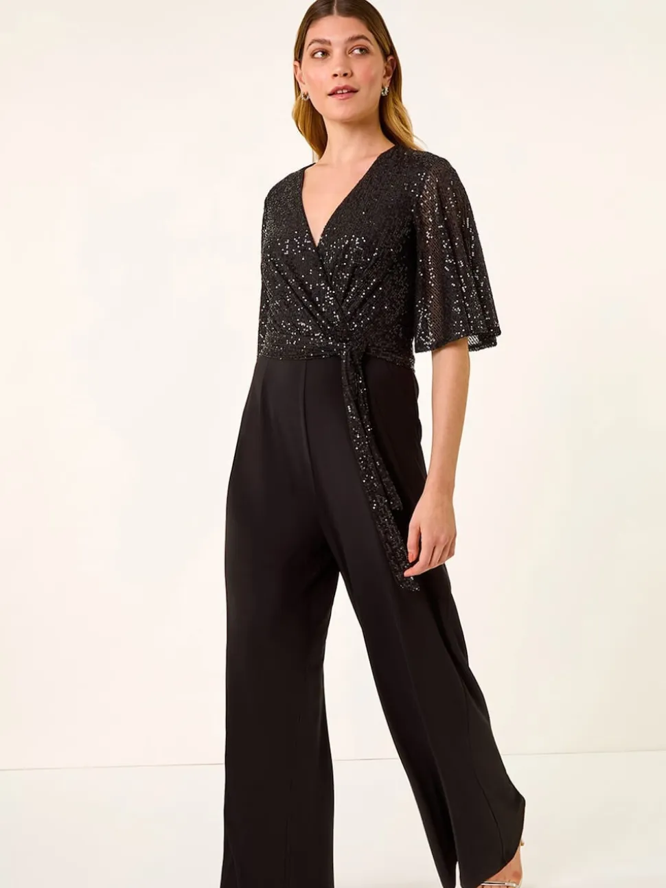 Combinaison Roman extensible à manches évasées à sequin