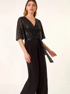 Combinaison Roman extensible à manches évasées à sequin