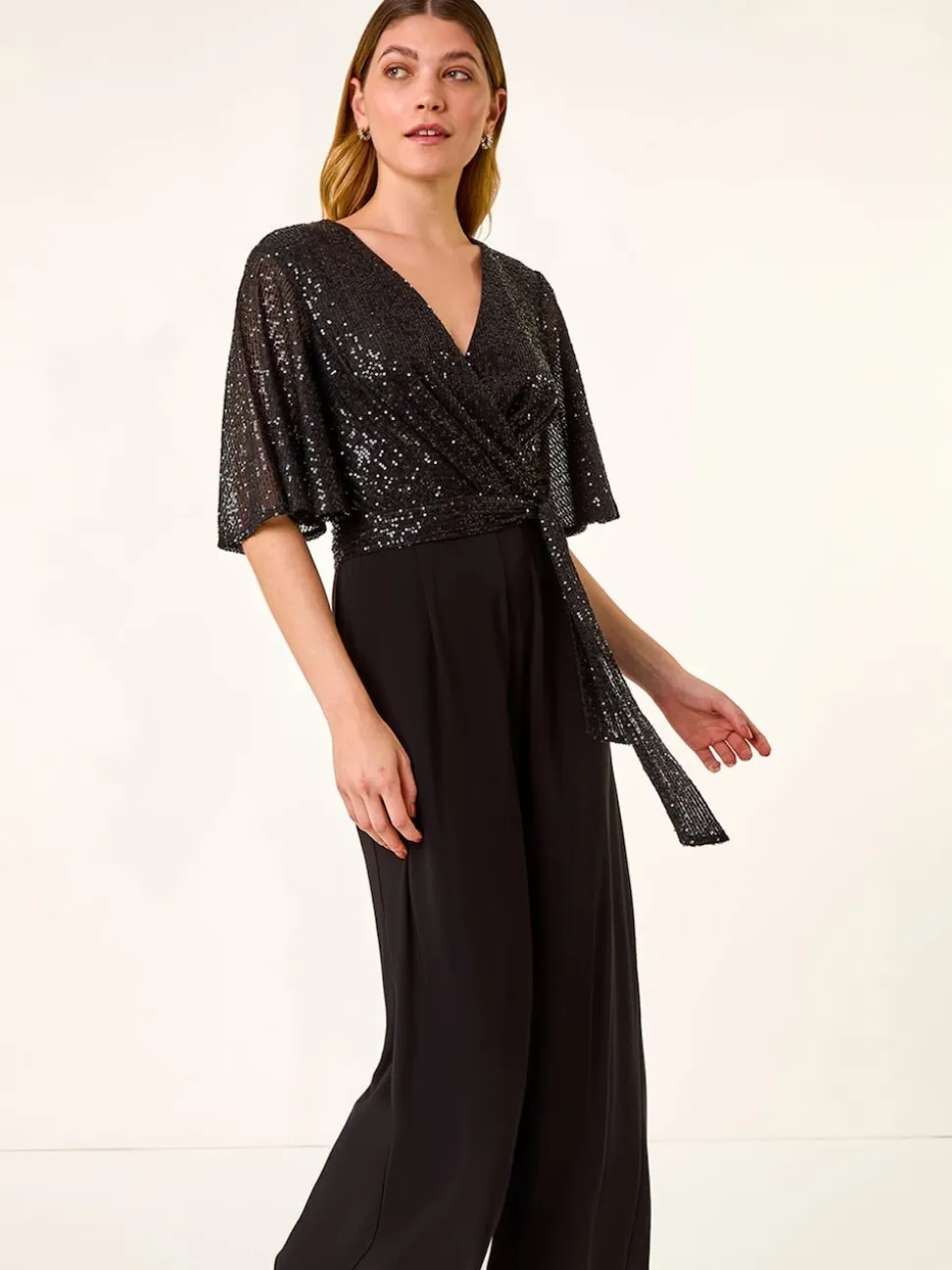 Combinaison Roman extensible à manches évasées à sequin