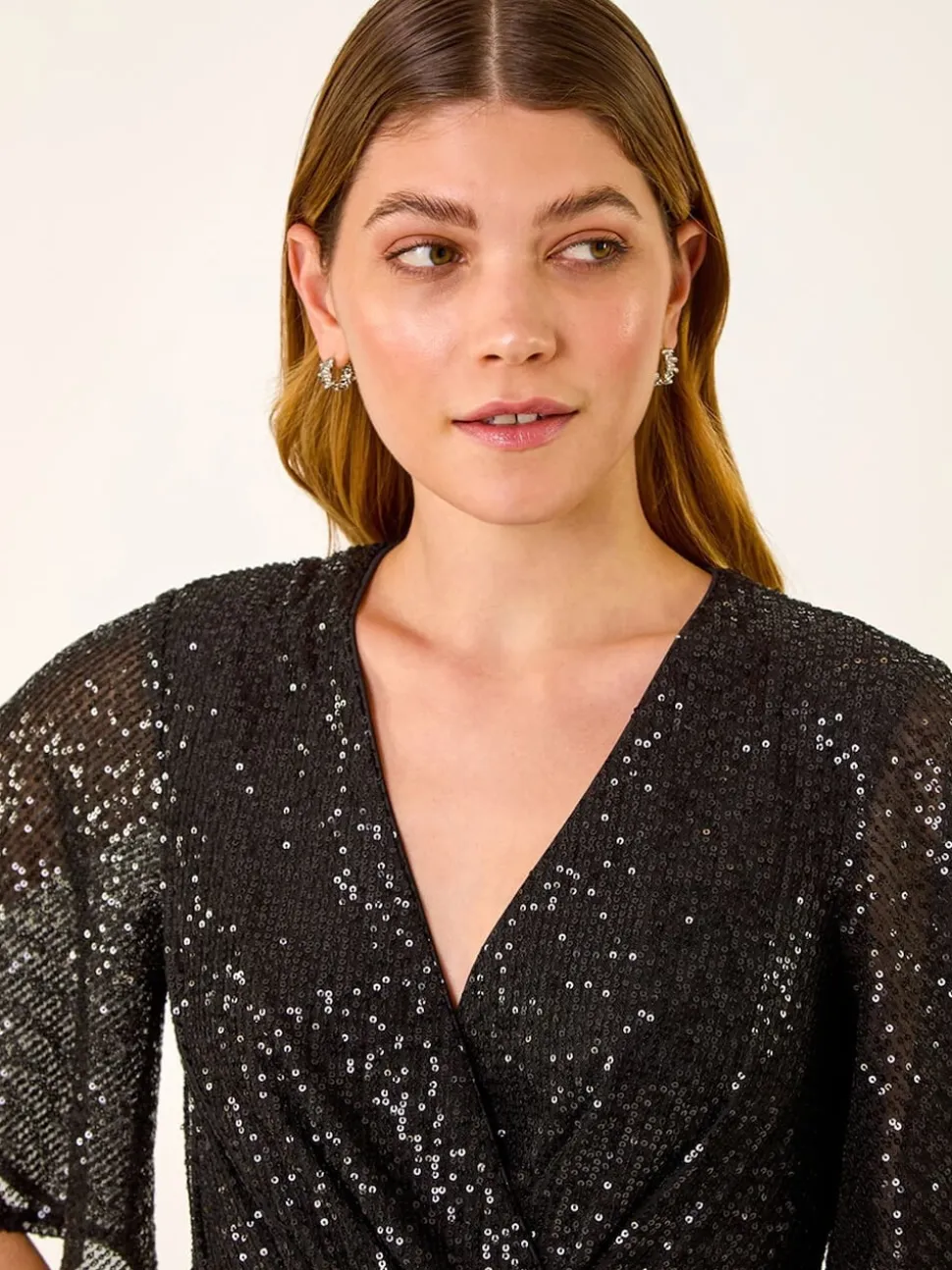 Combinaison Roman extensible à manches évasées à sequin