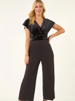 Combinaison Roman Petite en velours contrastant