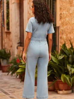 Combinaison Sosandar en jean avec ceinture à anneau D
