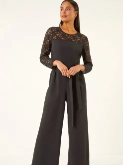 Combinaison stretch contrastée en dentelle Roman Petite