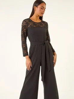 Combinaison stretch contrastée en dentelle Roman Petite