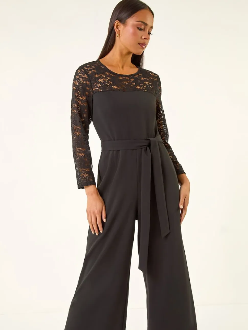 Combinaison stretch contrastée en dentelle Roman Petite