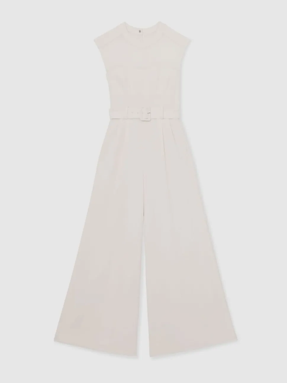 Combinaison-pantalon ceinturée à jambe large et empiècements transparents Reiss Alba