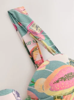Conversation homard vert/rose - Haut de bikini bandeau filaire